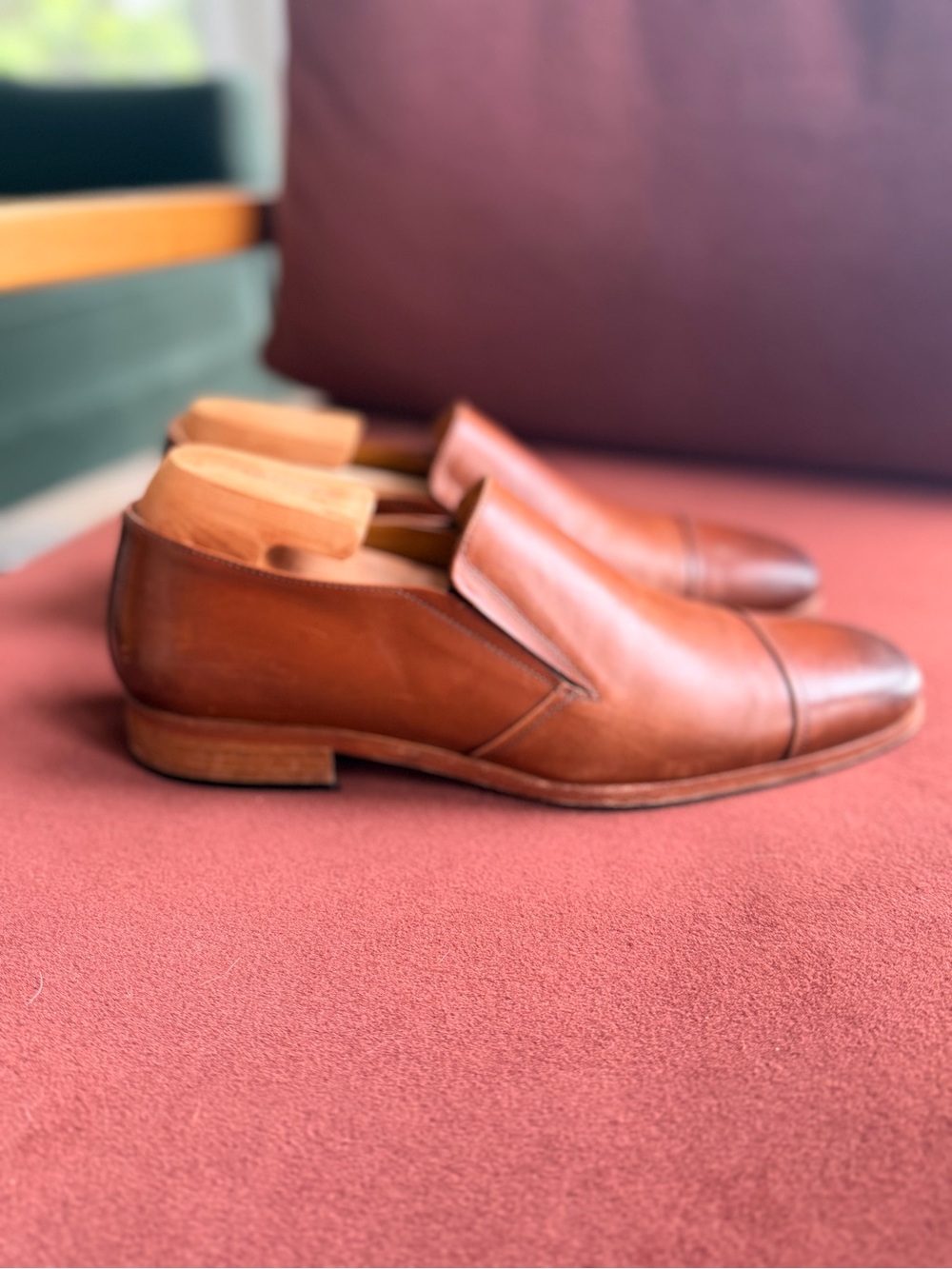 Ron White Men's Brown Leather Slip-On Dress Loafers